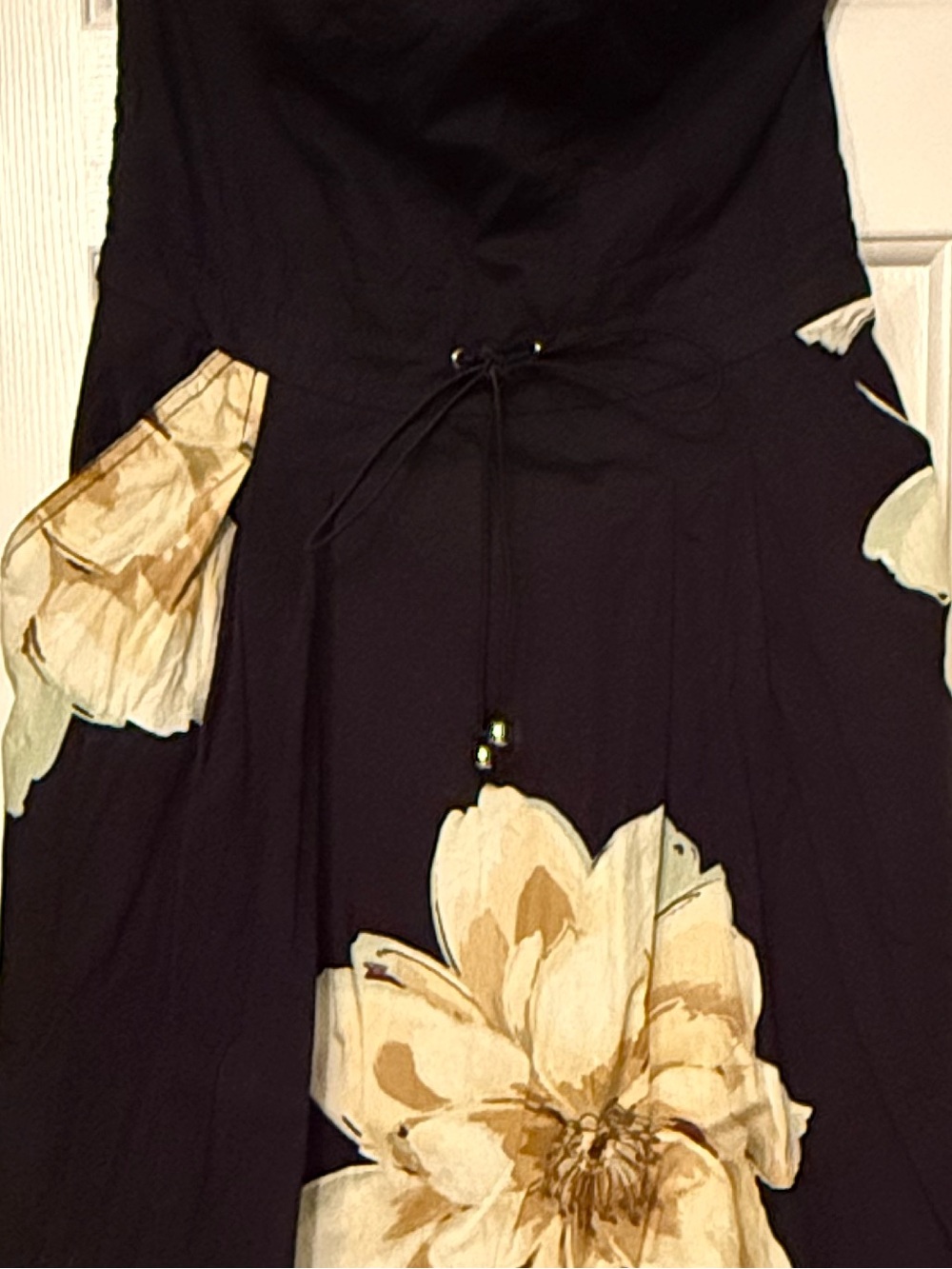 Anthropologie Maeve Strapless Smocked Maxi Dress Pockets Black Floral size large - Picture 6 of 12